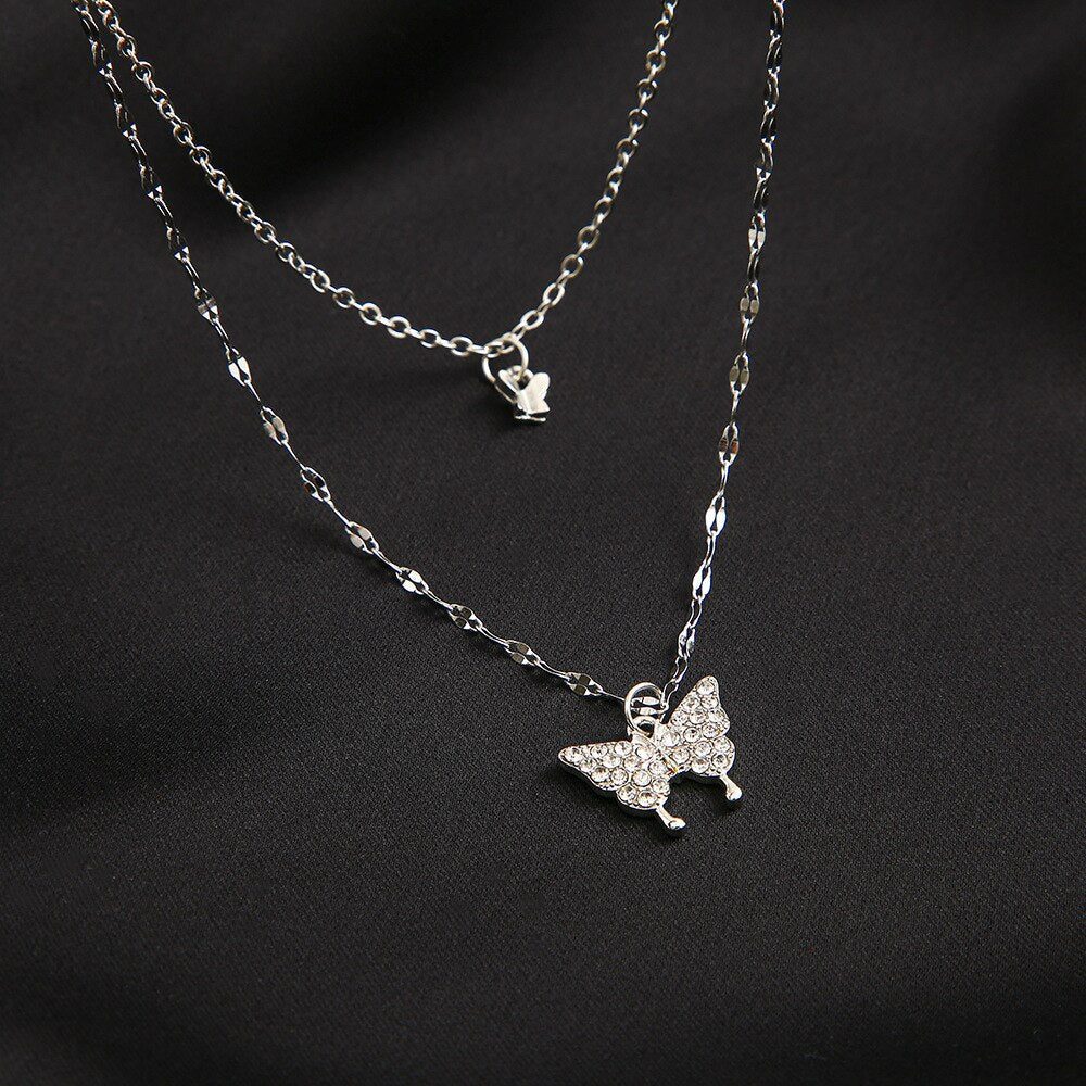 BowLift | Dreamy Wings Silver Double Layer Necklace