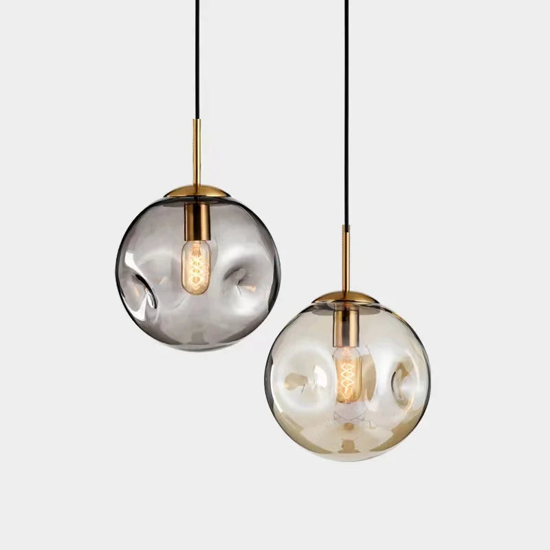 BowLift | Glass Spherical Pendant Light Fixture - Modern Hanging Lamp for Kitchen, Dining Room & Living Spaces