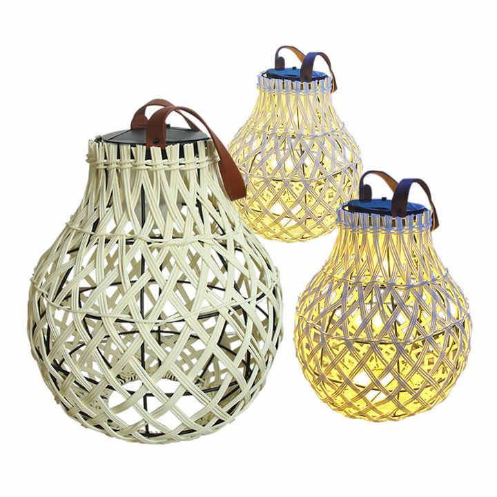 BowLift | Solar LED Rattan Lantern – Large Outdoor Lighting in Oval Design for Garden and Terrace