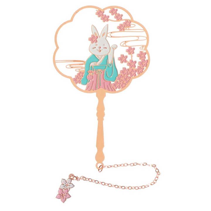 BowLift | Metal Tassel Calligraphy Bookmark – Chinese Style Fan Design for Books and Journals