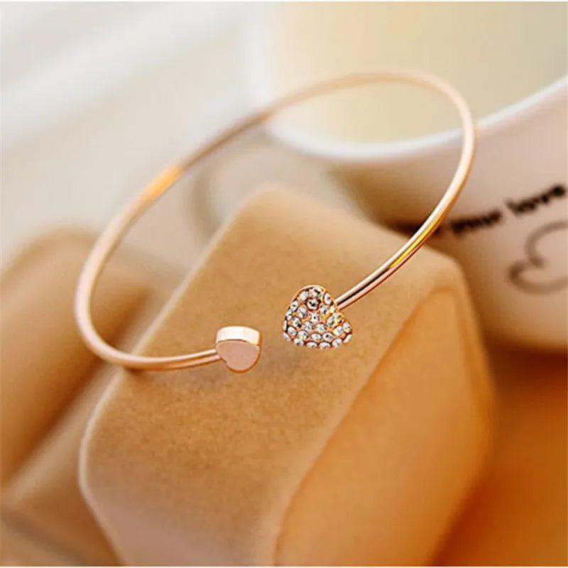 BowLift | Dainty Double Heart Bangle Bracelet