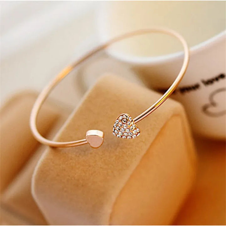 BowLift | Dainty Double Heart Bangle Bracelet