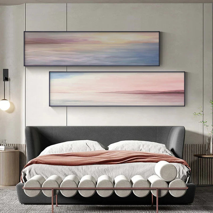 Pastel Blue Pink Purple Abstract Landscape Wall Art Fine Art Canvas Prints Wide Format Pictures For Bedroom Above The Bed Or Above The Sofa | Bowlift
