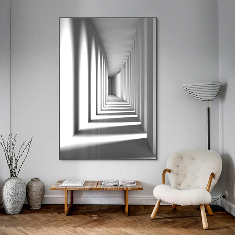 Minimalist Abstract Architectural Wall Art Fine Art Canvas Prints Posters Pictures For Modern Apartment Living Room Home Office Decor | Bowlift