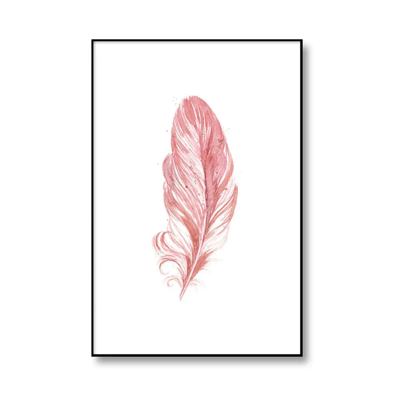 Blush Pink Love Feather Wall Art Fine Art Canvas Prints Minimalist Fashion Pictures For Living Room Girl's Bedroom Fashion Art Decor | Bowlift
