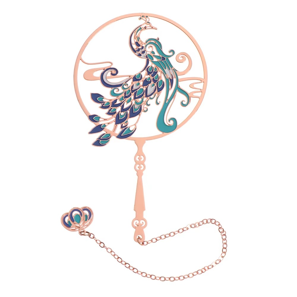 BowLift | Metal Tassel Calligraphy Bookmark – Chinese Style Fan Design for Books and Journals