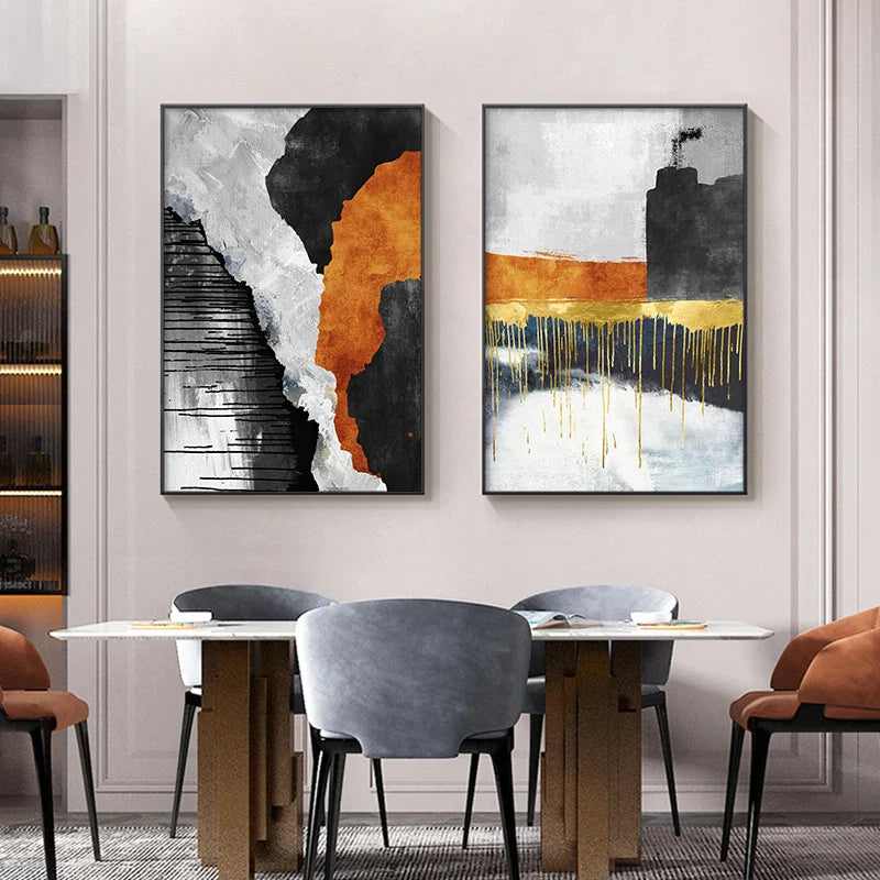 Striking Color Schemes Contemporary Abstract Wall Art Fine Art Canvas Prints Centerpiece Pictures For Urban Apartment Living Room Art For Modern Living | Bowlift