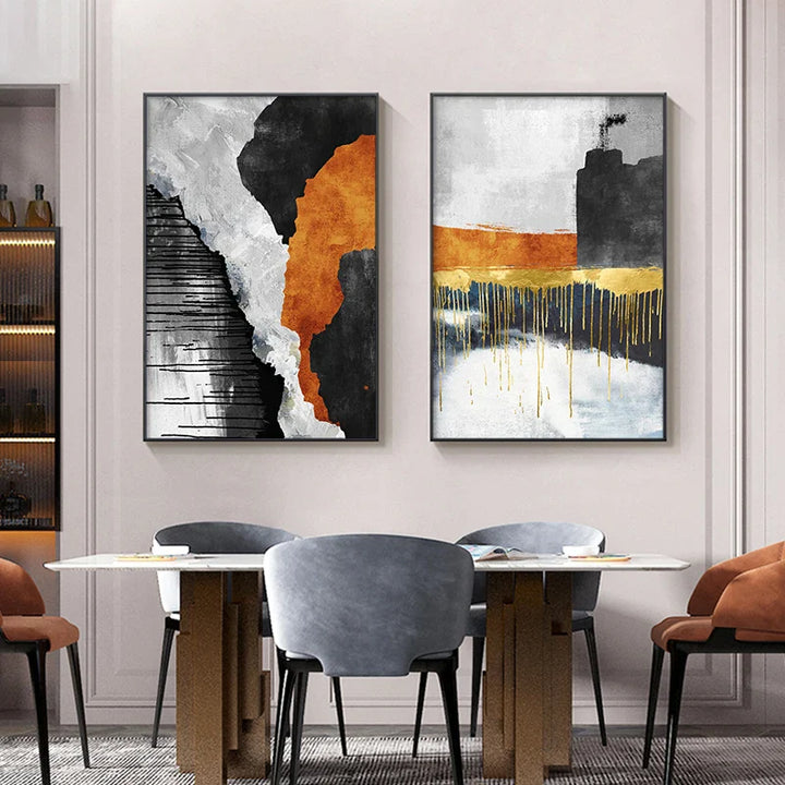 Striking Color Schemes Contemporary Abstract Wall Art Fine Art Canvas Prints Centerpiece Pictures For Urban Apartment Living Room Art For Modern Living | Bowlift