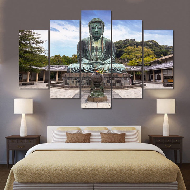 5 Piece Abstract The Great Buddha Of Kamakura -Canvas Wall Art Painting | Bowlift