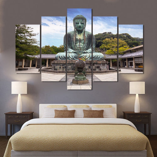 5 Piece Abstract The Great Buddha Of Kamakura -Canvas Wall Art Painting | Bowlift