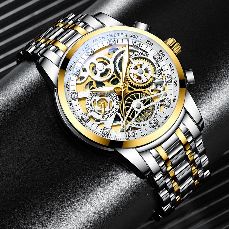SkeletonWatch - Stijlvol Herenhorloge met Zwart Design Bowlift