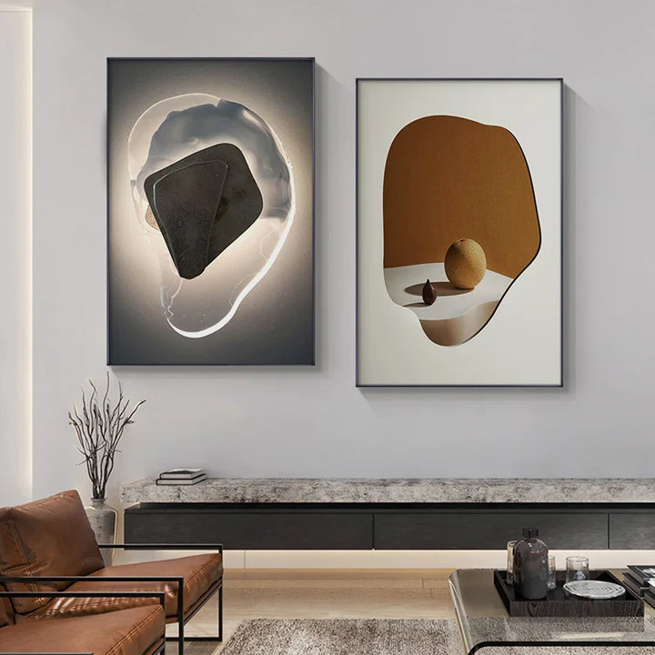 Modern Aesthetics Abstract Geometry Wall Art Fine Art Canvas Prints Pictures For Luxury Apartment Living Room Dining Room Entrance Foyer Art Decor | Bowlift