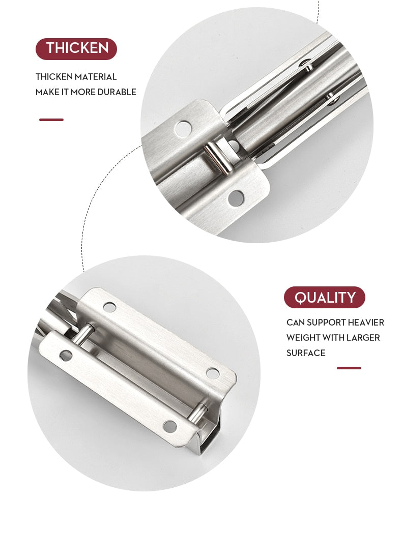 BowLift | 2-piece set collapsible shelf brackets, heavy-duty, made of stainless steel for tables, motorhomes and space-saving