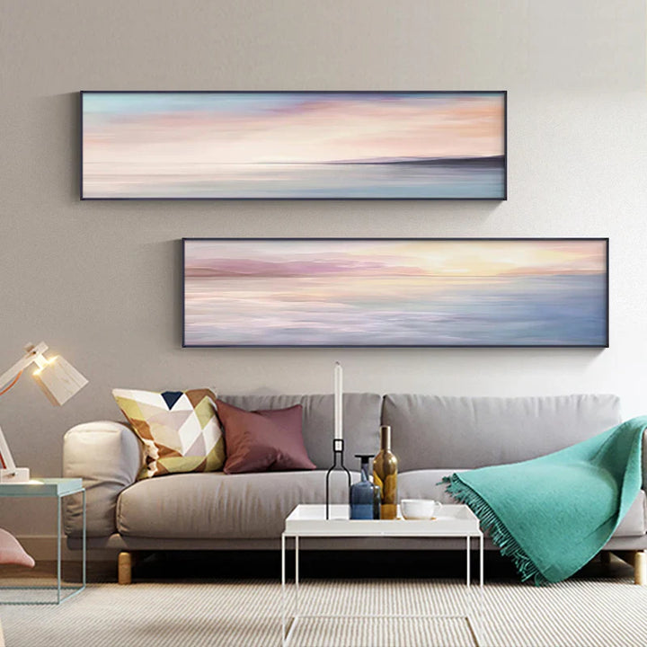 Pastel Blue Pink Purple Abstract Landscape Wall Art Fine Art Canvas Prints Wide Format Pictures For Bedroom Above The Bed Or Above The Sofa | Bowlift