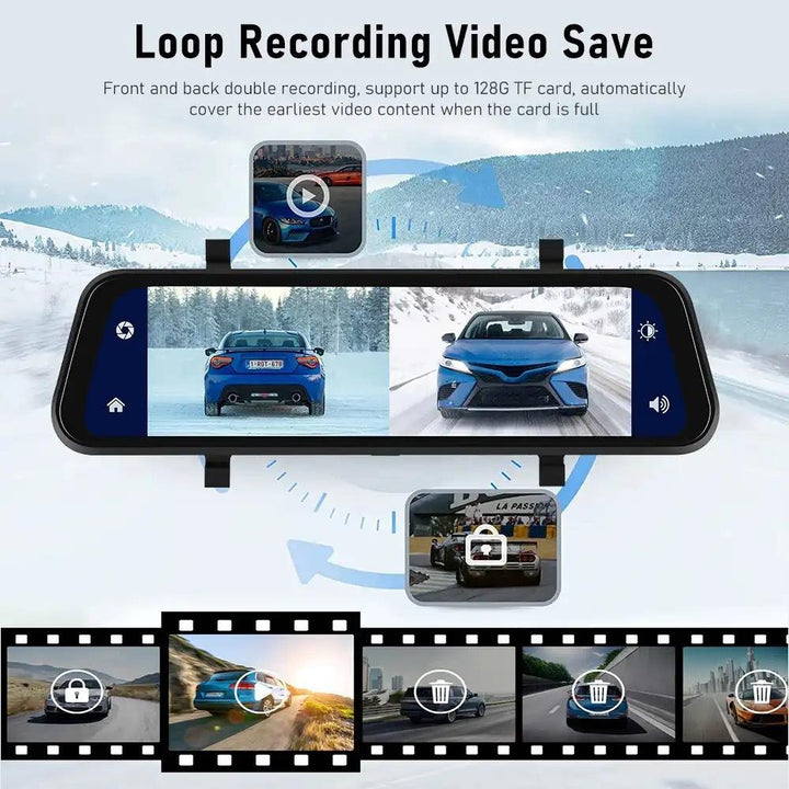BowLift | VisionMirror Pro – Ultra HD Mirror Dash Cam with Wireless CarPlay & Android Auto