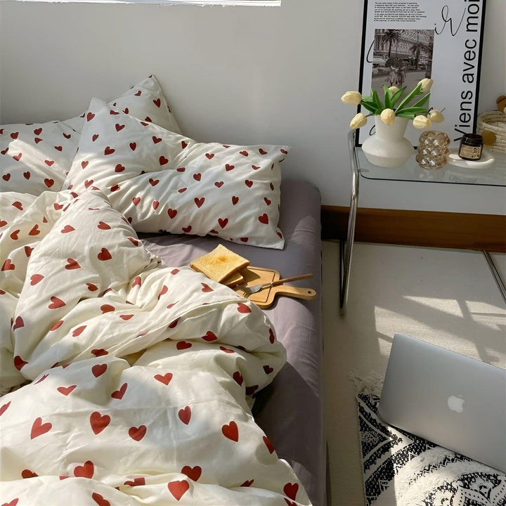 HeartDream Bedding Set - Heart Motif Duvet Cover Set | Bowlift