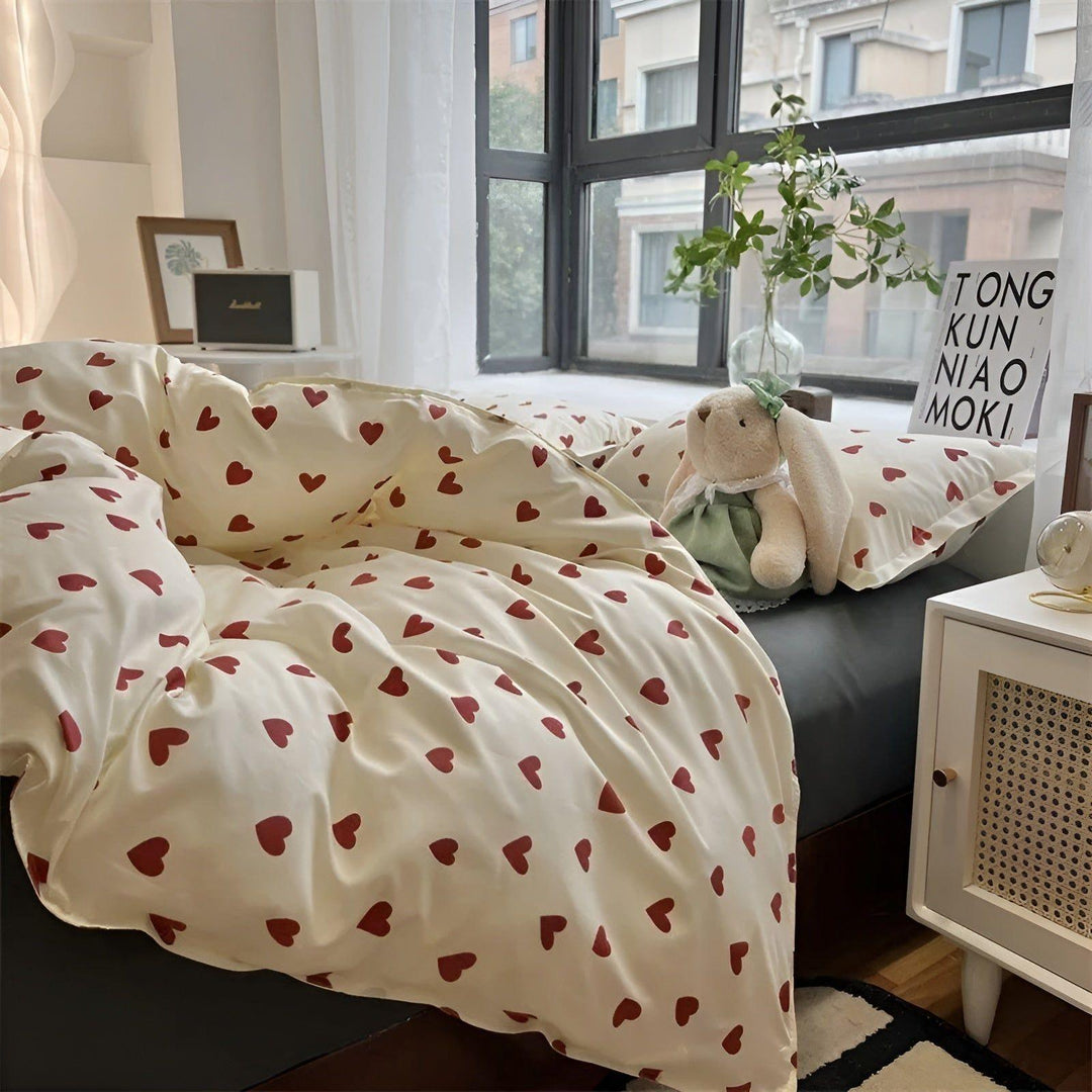 HeartDream Bedding Set - Heart Motif Duvet Cover Set | Bowlift
