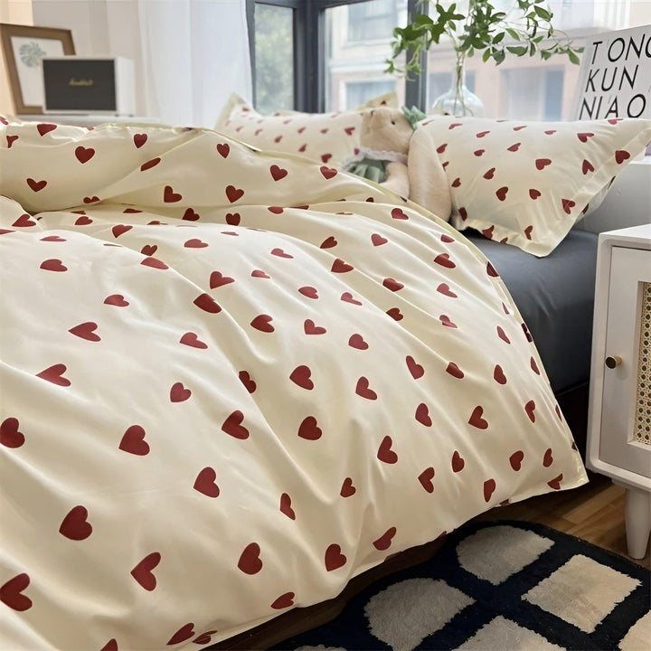 HeartDream Bedding Set - Heart Motif Duvet Cover Set | Bowlift