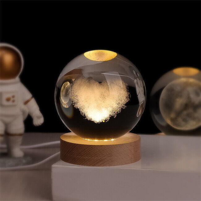 BowLift | Night Light Wooden Base Crystal Ball Lamp