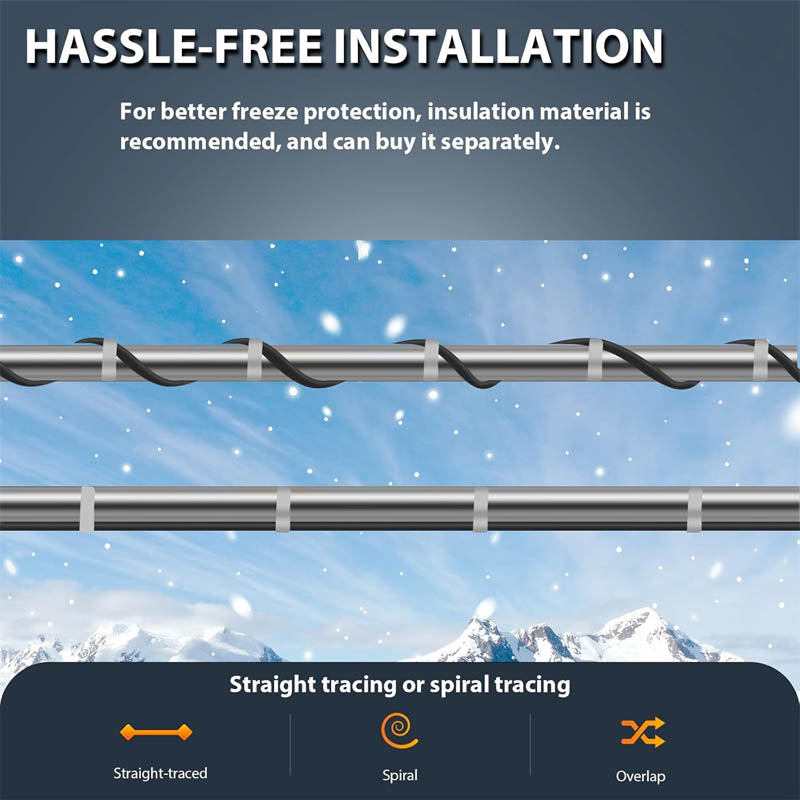BowLift | Heating Cables Self-Regulating Pipe 24-feet 120V Roof deicing and Pipe freeze protection