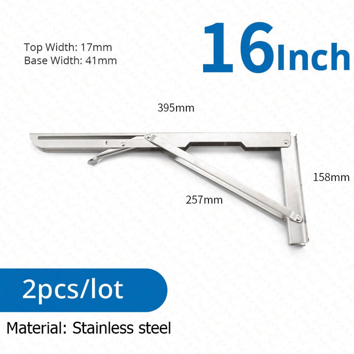 BowLift | 2-piece set collapsible shelf brackets, heavy-duty, made of stainless steel for tables, motorhomes and space-saving