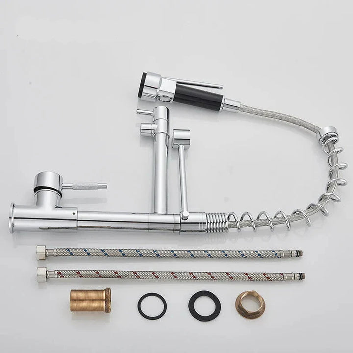 Retractable Faucet with Double Spout – Flexible Faucet for Sink, High Pressure, Swivel, Ideal for Modern Kitchens, Easy Installation | Bowlift