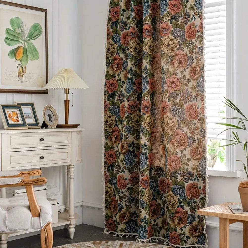 BowLift | Heritage Rose Bloom Tassels Curtain