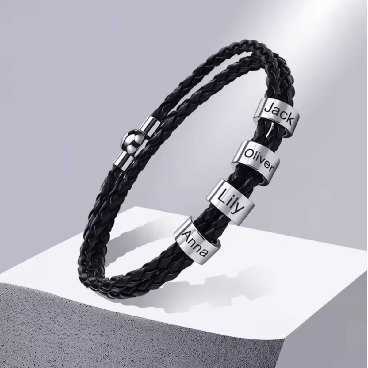 BowLift | Men's braided bracelet with personalized name beads