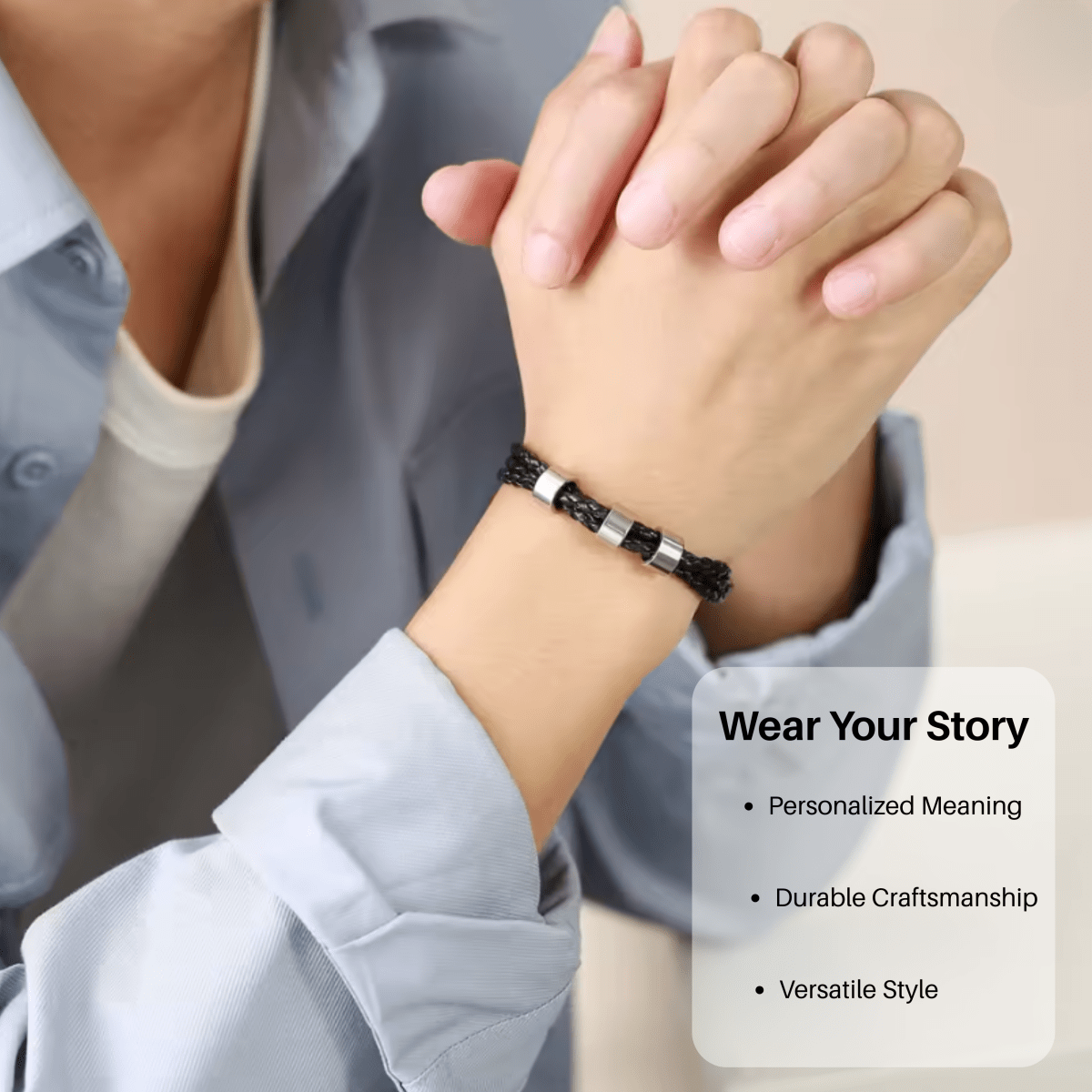 BowLift | Men's braided bracelet with personalized name beads