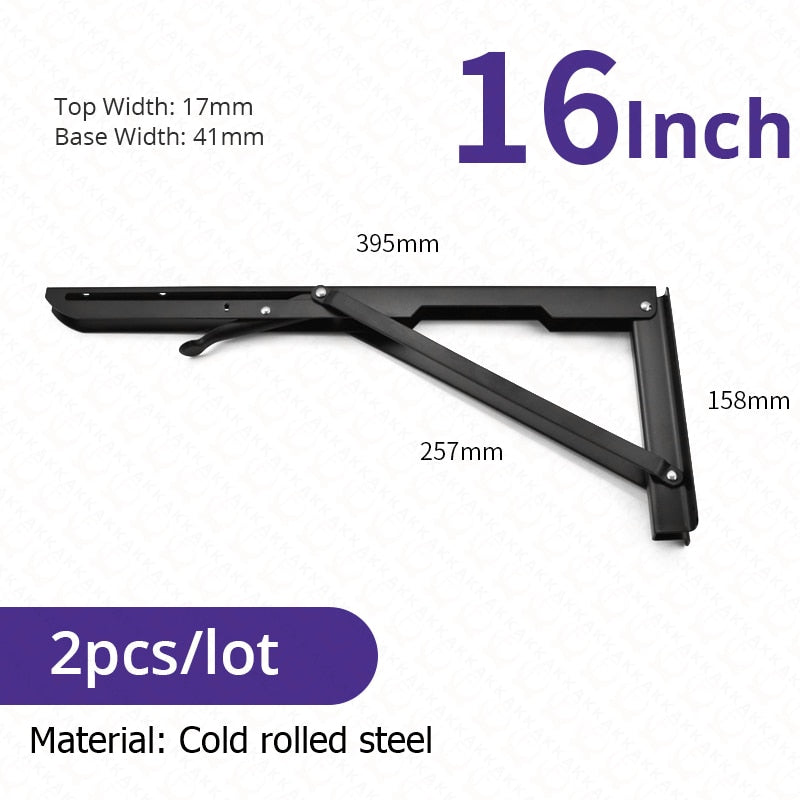 BowLift | 2-piece set collapsible shelf brackets, heavy-duty, made of stainless steel for tables, motorhomes and space-saving