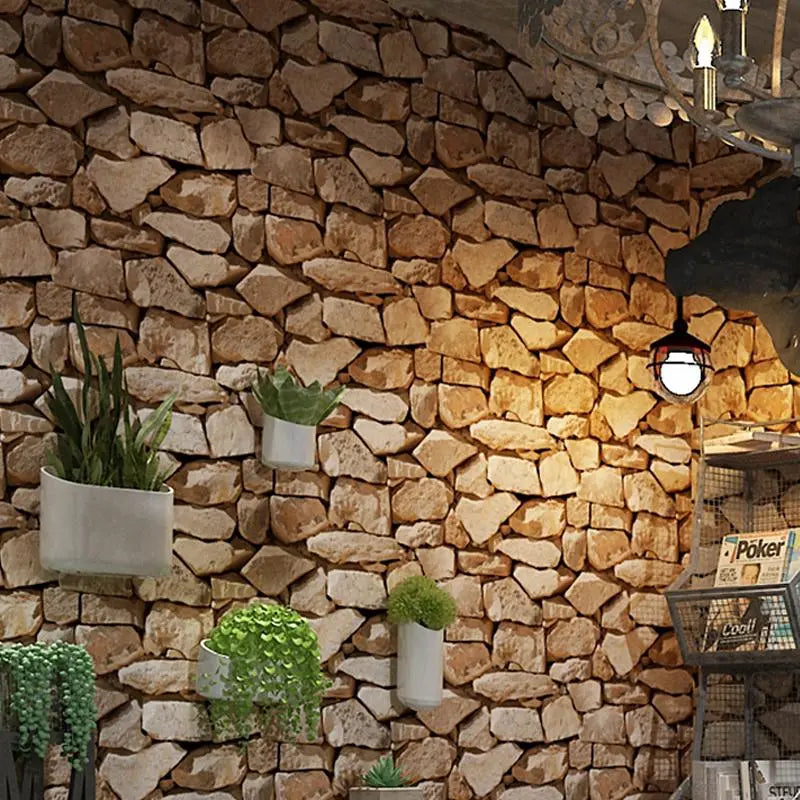 3D Stone Pattern Retro Wallpaper | Bowlift