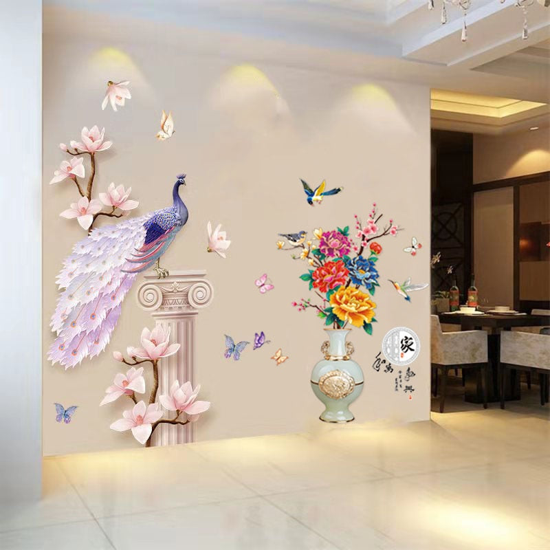 BowLift | 3D Peacock Flower Style Wall Sticker