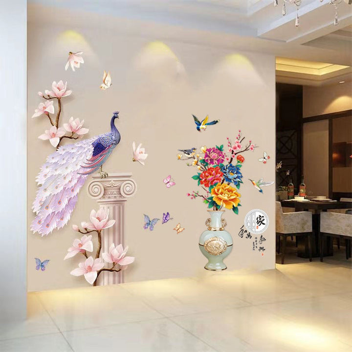 BowLift | 3D Peacock Flower Style Wall Sticker