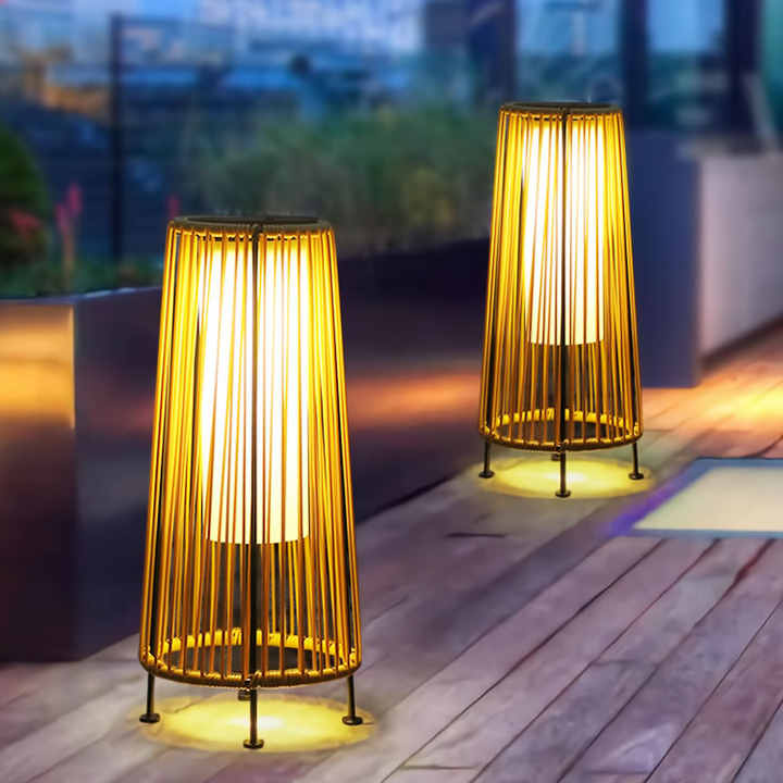 BowLift | Solar LED Rattan Lantern – Large Outdoor Lighting in Oval Design for Garden and Terrace