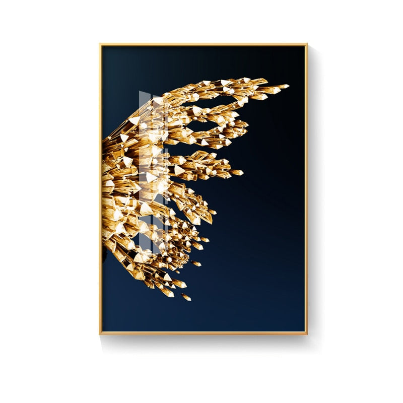 Golden Butterfly Wings Boutique Abstract Wall Art Fine Art Canvas Prints Modern Pictures For Luxury Living Room Bedroom Stylish Glamour Home Decor | Bowlift