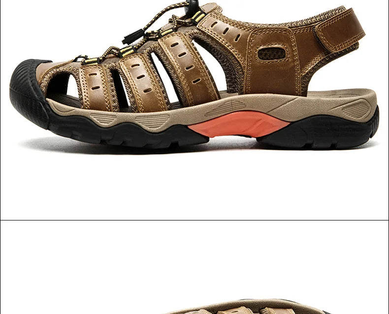 BowLift | Summer Men's Outdoor Sandals Beach Shoes Genuine Leather Trekking Hiking