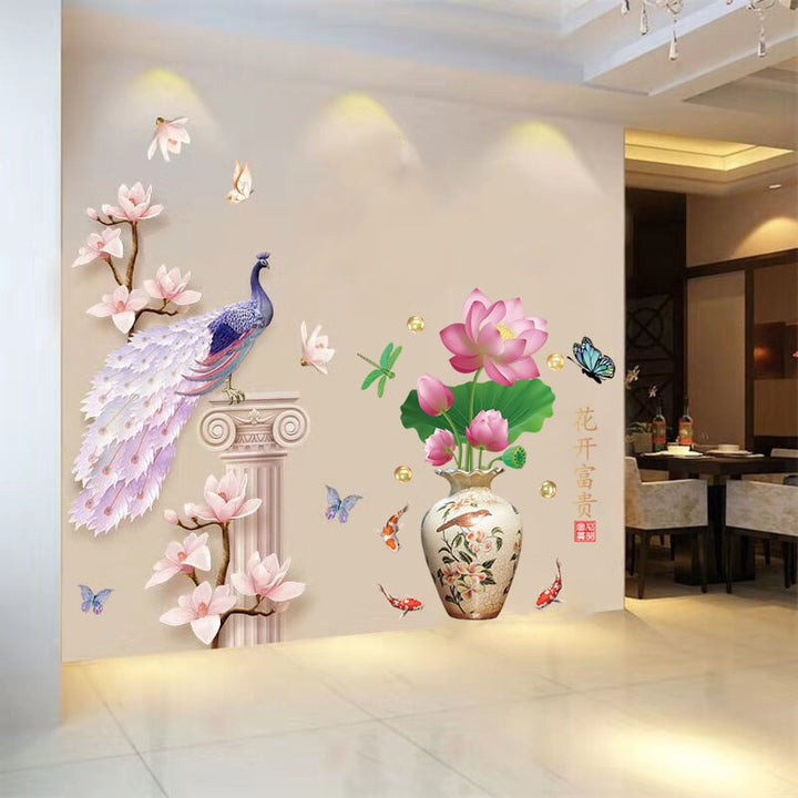 BowLift | 3D Peacock Flower Style Wall Sticker