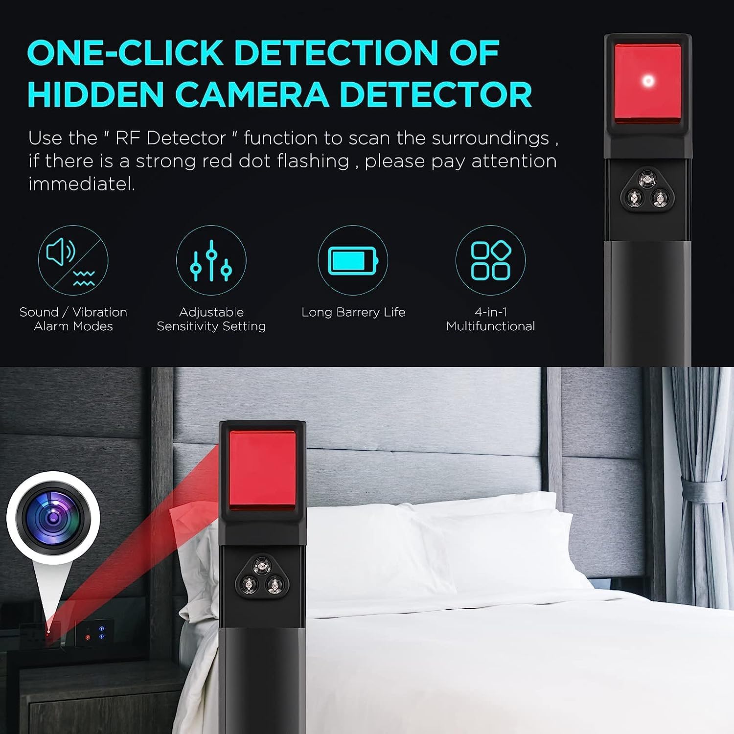 BowLift | Hidden Camera Detector with RF and GPS Tracking - Military Grade Surveillance Device for Privacy Protection