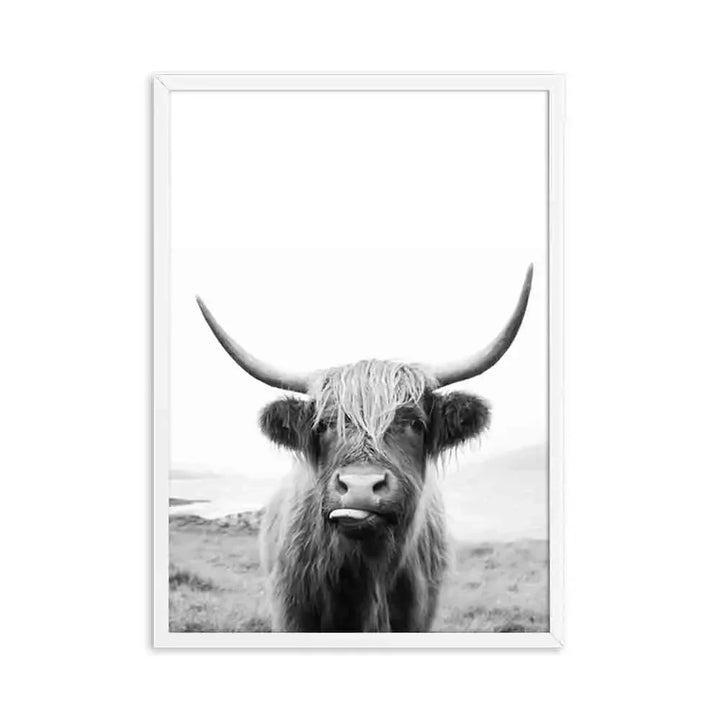 Highland Cattle Black White Minimalist Wall Art Fine Art Canvas Prints Posters Pictures For Living Room Dining Room Nordic Home Decor | Bowlift