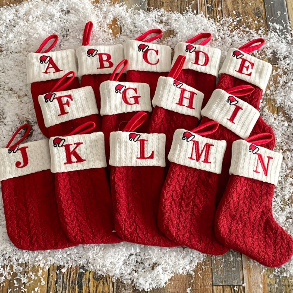 BowLift | Christmas Stocking Knit Monogram Alphabet Decorative Holiday Sock