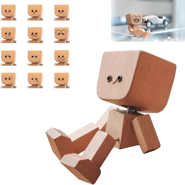 BowLift | Wooden Decoration Figure with Movable Rocking Function and Interchangeable Faces