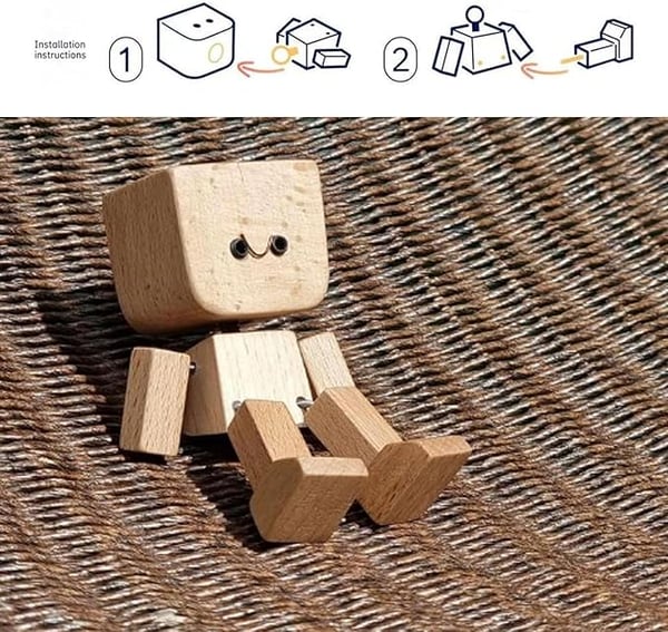 BowLift | Wooden Decoration Figure with Movable Rocking Function and Interchangeable Faces