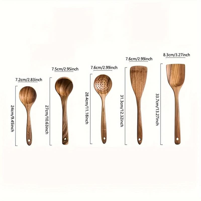 BowLift | WOODERY – Kitchen utensil set made of teak wood, pan-friendly & durable