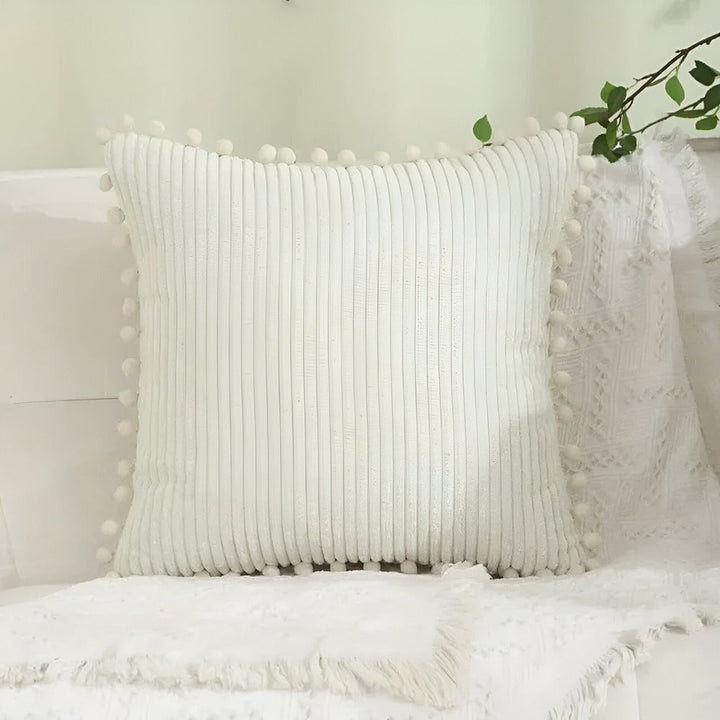 BowLift | Cotton Cushion Cover with Pom Poms