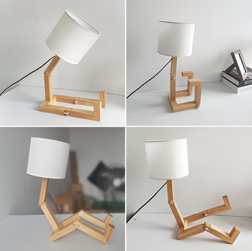 Flexible Robot Desk Lamp Made of Solid Wood – LumoBot | Bowlift