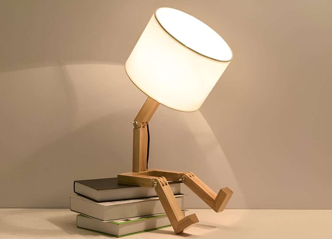 Flexible Robot Desk Lamp Made of Solid Wood – LumoBot | Bowlift
