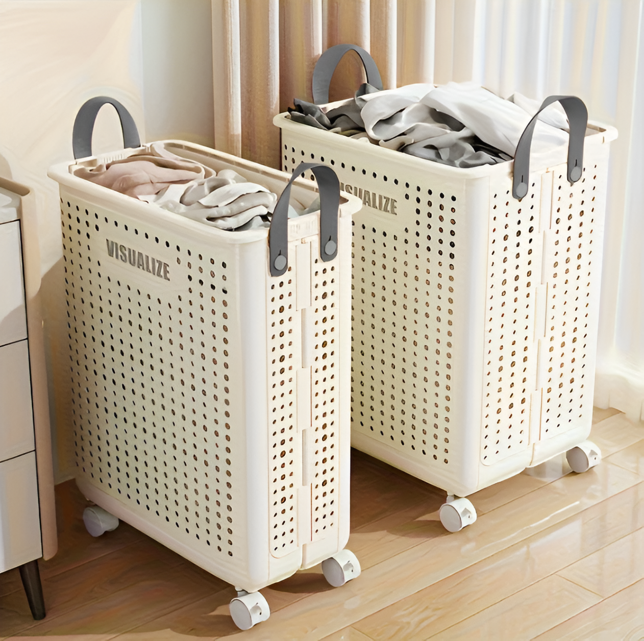 BowLift | FoldaRoll Collapsible Laundry Basket – Wheeled Rolling Hamper
