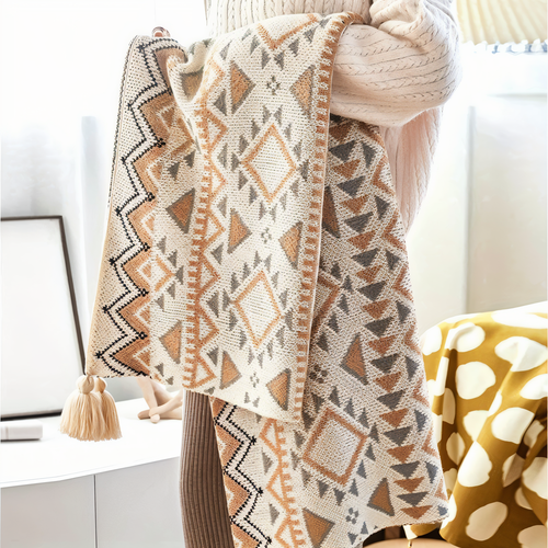 BowLift | VIVIDLOOM – Geometric Boho Fleece Blanket