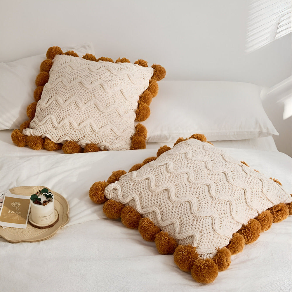 BowLift | Knitted Cushion Cover with Tassels in Boho Style