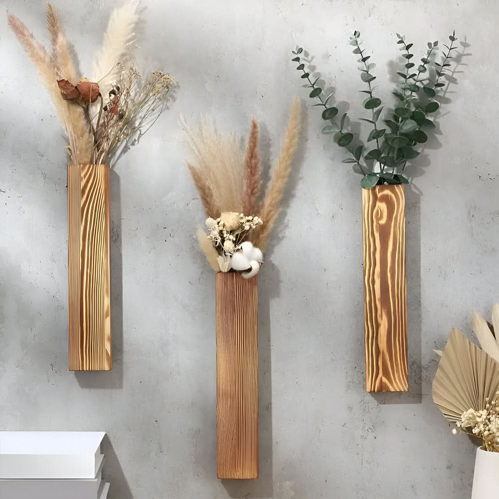 BowLift | Wooden Wall Vase Rectangular Plant Shelf 30 cm